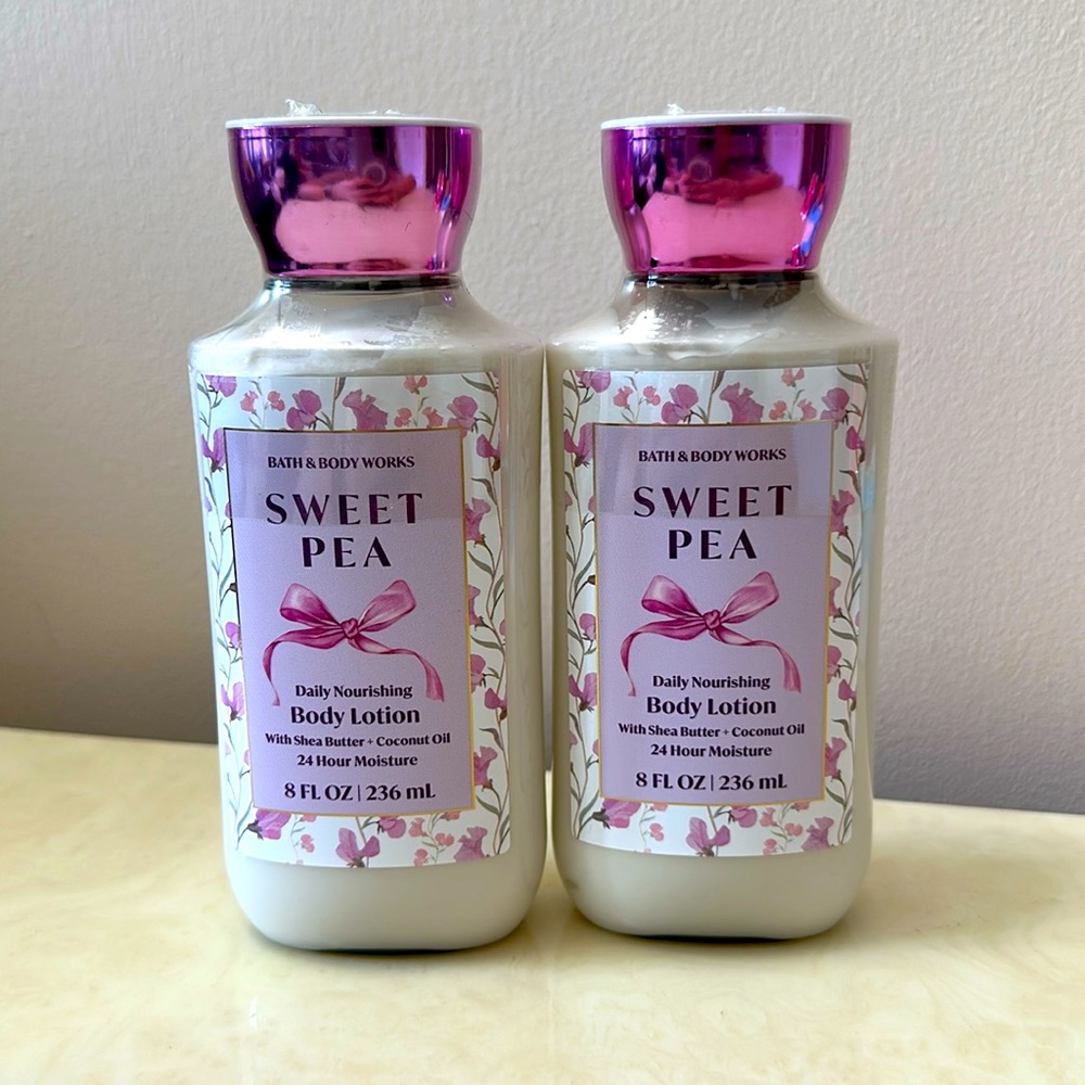 Bath and Body Works Sweet Pea Daily Nourishing Body Lotion Bundle of 2 Full Size